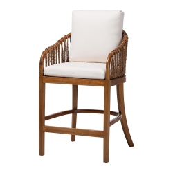 bali & pari Varen Seagrass and Mahogany Wood Counter Stool
